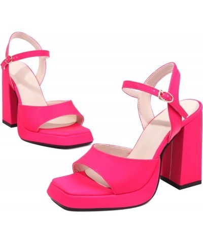 Women Block Heel Sandals Women Open Toe Sandals Women Platform Sandals Women Ankle-Strap Sandals Red $30.79 Sandals