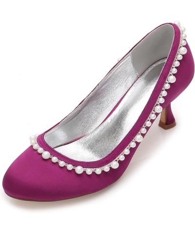 Women Kitten Stiletto Low Heel Round Close Toe Pumps Slip-on Classic Cute Dress Shoes Purple $31.98 Pumps