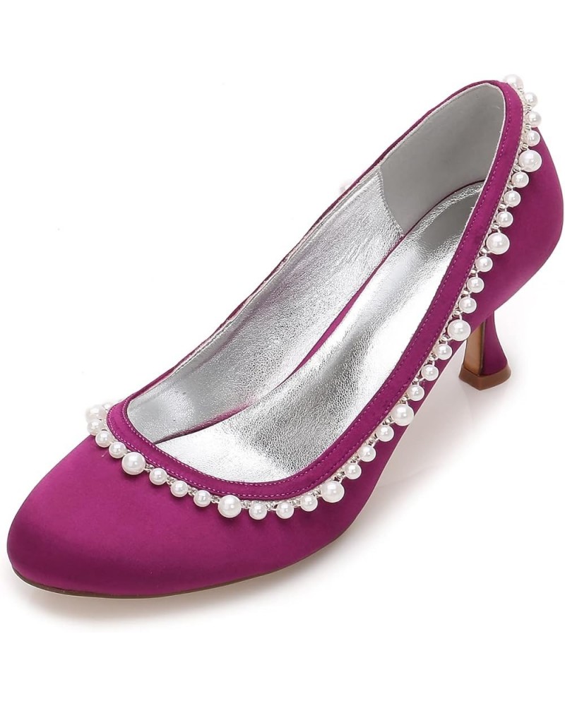 Women Kitten Stiletto Low Heel Round Close Toe Pumps Slip-on Classic Cute Dress Shoes Purple $31.98 Pumps