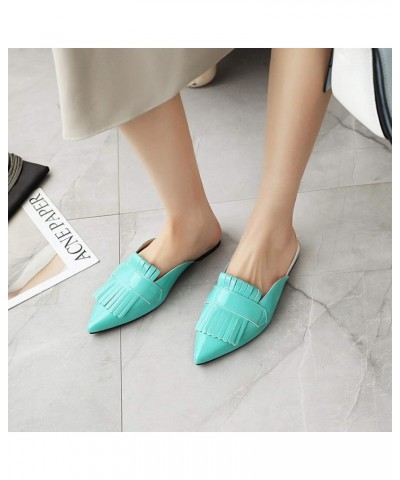 Womens Tassel Flat Mules Closed Pointed Toe Slip On Loafers Backless Patent Leather Dress Shoes Purple $24.00 Loafers & Slip-Ons