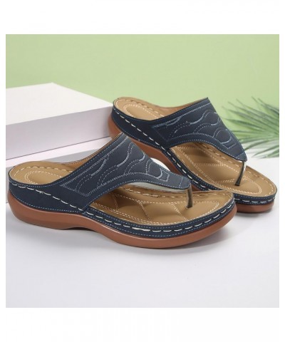 Sandals for Women Wedge Dressy Flip Flops Stretch Lightweight Sandals Comfortable Outdoor Shoes 87-nrny-navy4 $13.31 Slippers