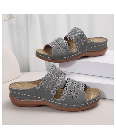 Wedge Sandals for Women Open Toe Buckle Ankle Comfortable Ankle Strap Sandals Lightweight Platform Shoes 130-nrny-2-grey $9.6...