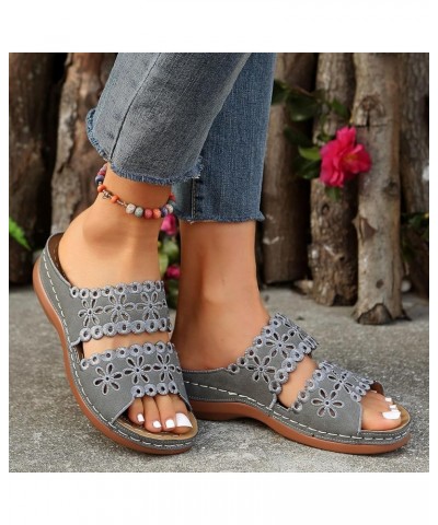 Wedge Sandals for Women Open Toe Buckle Ankle Comfortable Ankle Strap Sandals Lightweight Platform Shoes 130-nrny-2-grey $9.6...