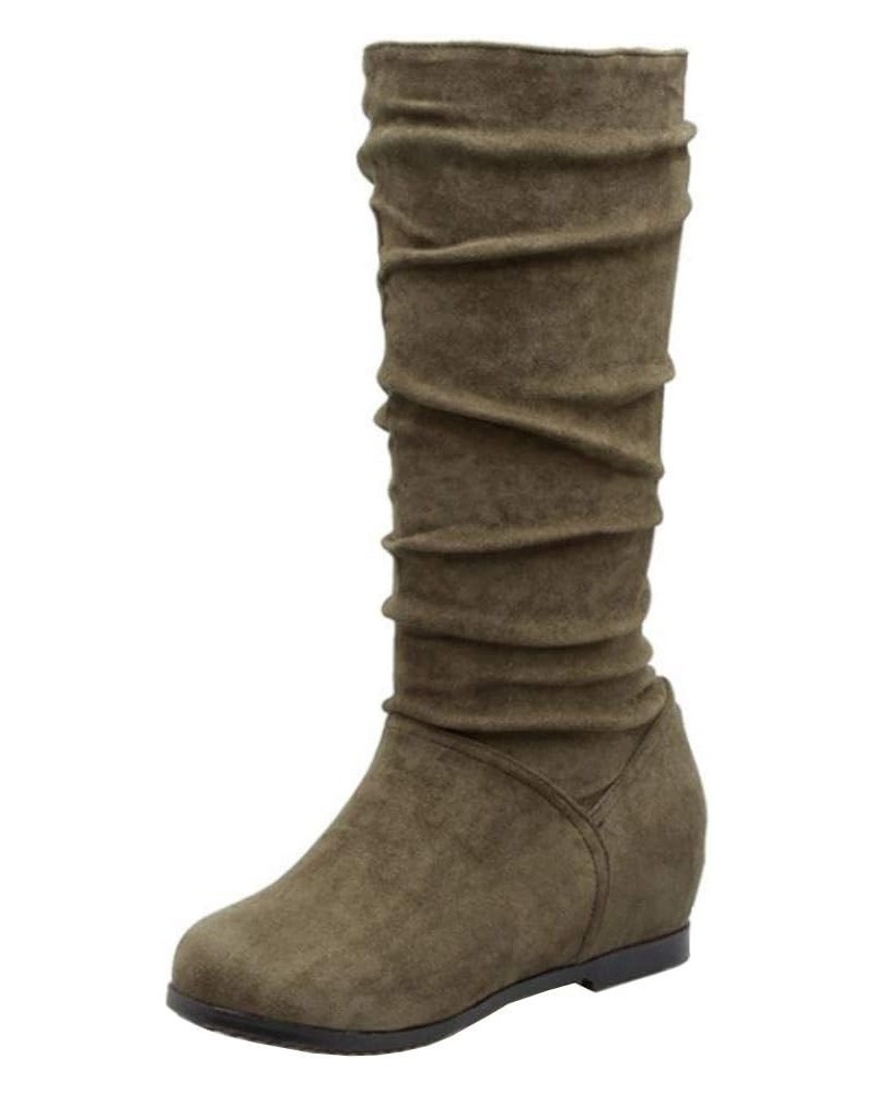 Women Fashion Mid Heels Slouch Boots Knee High 2green $17.31 Boots