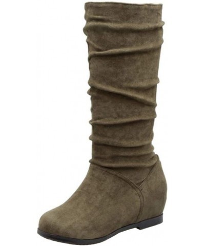 Women Fashion Mid Heels Slouch Boots Knee High 2green $17.31 Boots