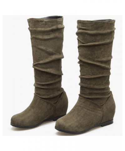 Women Fashion Mid Heels Slouch Boots Knee High 2green $17.31 Boots