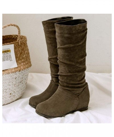 Women Fashion Mid Heels Slouch Boots Knee High 2green $17.31 Boots