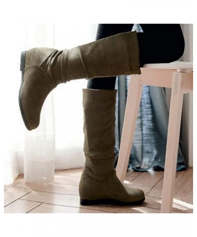 Women Fashion Mid Heels Slouch Boots Knee High 2green $17.31 Boots