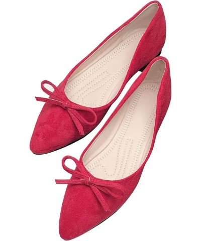 Knotted Ballet Flats for Women Comfortable Women's Flat Shoes Pointed Toe Slip on Loafers Shoes Women Dressy 122-suede-red $1...