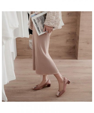 Women's Retro Slingback Low Stacked Block Heel Sandals Closed Round Toe Ajustable Buckle Dress Party Pumps Beige $26.95 Sandals