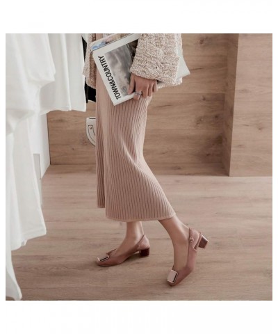 Women's Retro Slingback Low Stacked Block Heel Sandals Closed Round Toe Ajustable Buckle Dress Party Pumps Beige $26.95 Sandals