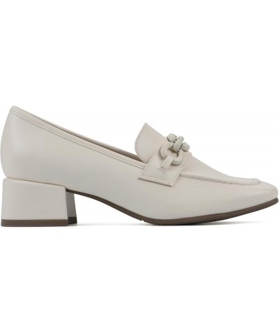 Women's Quinbee Low Block Heel Loafer Cream/Smooth $39.22 Loafers & Slip-Ons