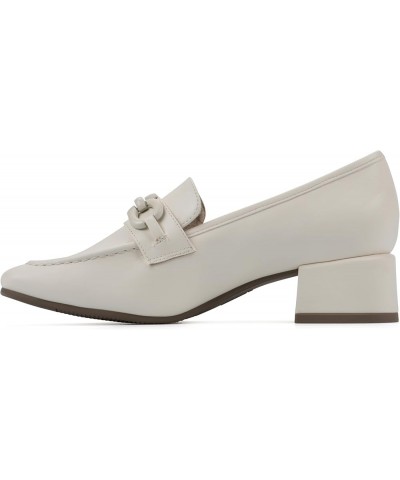 Women's Quinbee Low Block Heel Loafer Cream/Smooth $39.22 Loafers & Slip-Ons