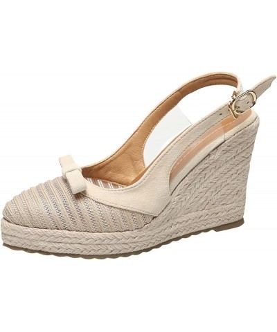 Wedge Sandals for Women Wedge Heel French Fisherman Shoes 2022 Summer New Thick Sole Straw Woven Espadrilles 7 Beige $20.29 S...