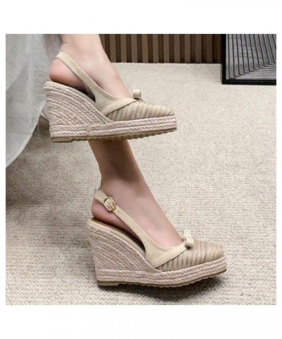 Wedge Sandals for Women Wedge Heel French Fisherman Shoes 2022 Summer New Thick Sole Straw Woven Espadrilles 7 Beige $20.29 S...