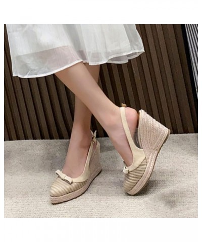 Wedge Sandals for Women Wedge Heel French Fisherman Shoes 2022 Summer New Thick Sole Straw Woven Espadrilles 7 Beige $20.29 S...