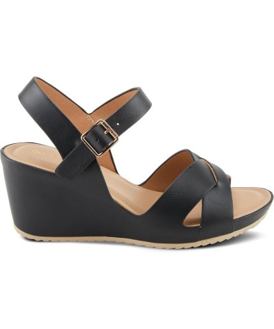 Women's LYRIC Cross-Strapped Wedge Sandals Black $39.72 Sandals