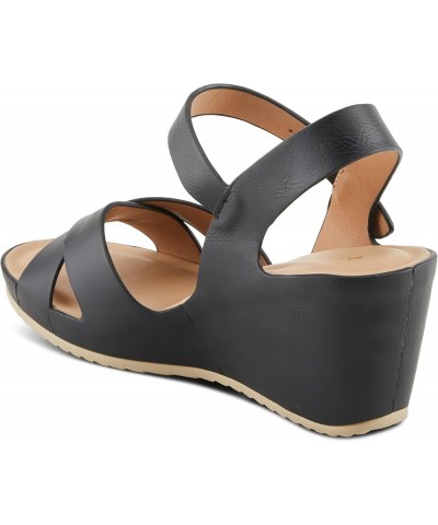 Women's LYRIC Cross-Strapped Wedge Sandals Black $39.72 Sandals