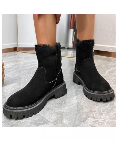 Womens Cute Snow Boots Suede Mid Calf Boots Zipper Side Outdoor Shoes Winter Warm Fur Lined Comfortable Booties Black $17.99 ...