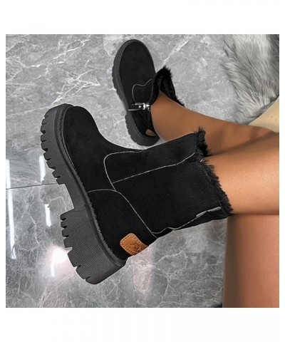 Womens Cute Snow Boots Suede Mid Calf Boots Zipper Side Outdoor Shoes Winter Warm Fur Lined Comfortable Booties Black $17.99 ...