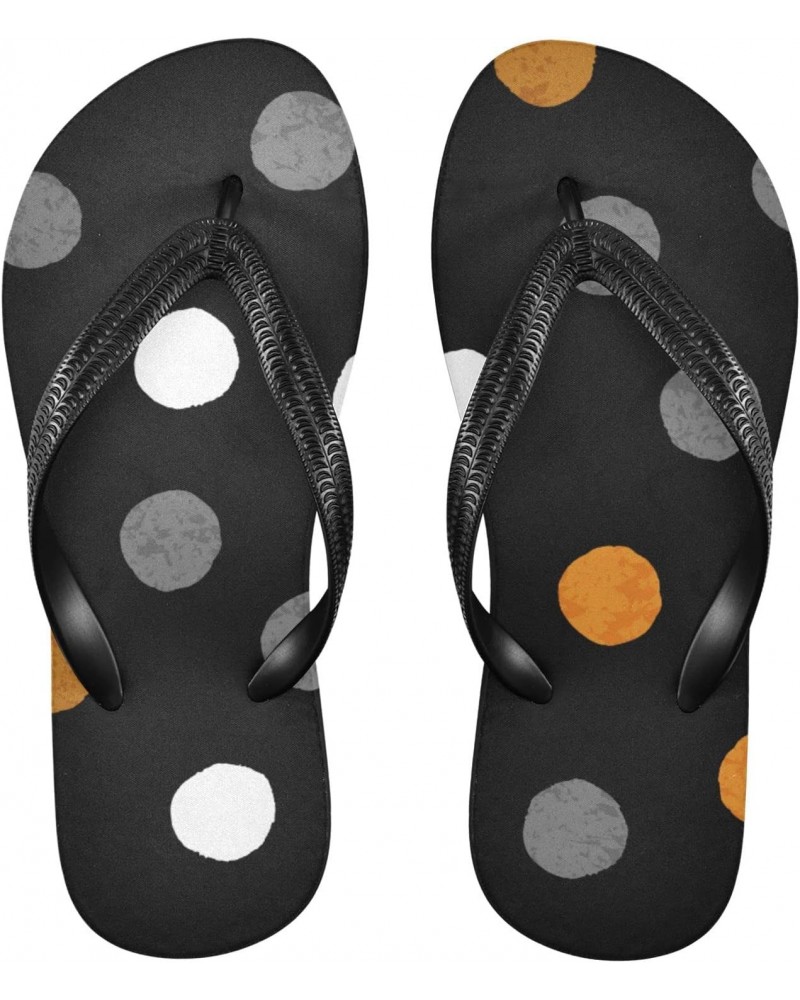 Acpiggto Flip Flops Polka Dots Black Orange Women Men Slides Slippers Summer Beach Sandals $14.57 Sandals