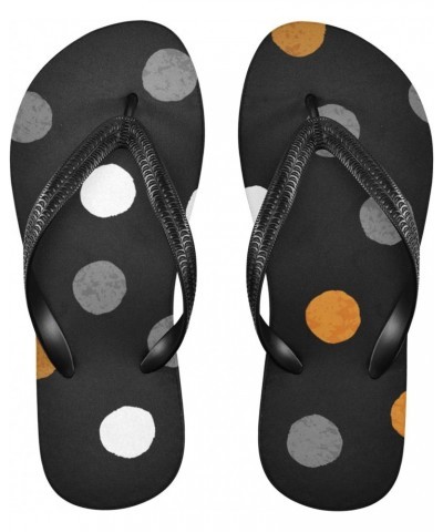 Acpiggto Flip Flops Polka Dots Black Orange Women Men Slides Slippers Summer Beach Sandals $14.57 Sandals