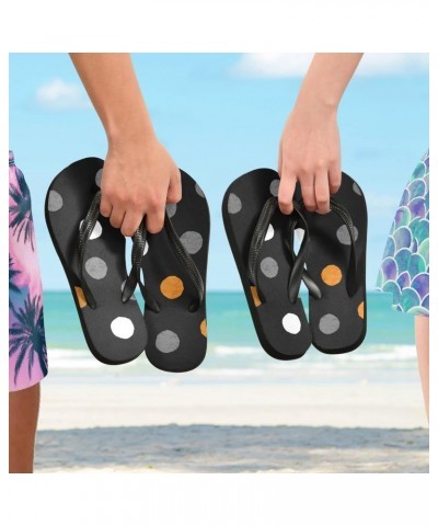 Acpiggto Flip Flops Polka Dots Black Orange Women Men Slides Slippers Summer Beach Sandals $14.57 Sandals