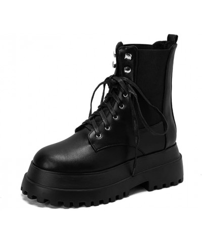 Fashion Platform Gothic Boots for Women Punk Low Boots 41 Pu Black $23.19 Boots