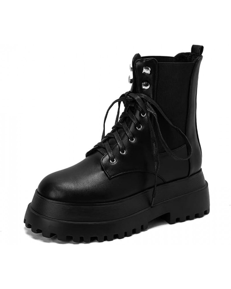 Fashion Platform Gothic Boots for Women Punk Low Boots 41 Pu Black $23.19 Boots