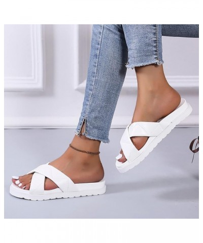 Women's Flip Flop Sandals Fashion Open Toe Slingback Sandal Pump Sandals Adjustable Ankle Strap Sandals Shoes White $15.38 Sa...