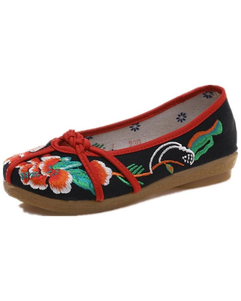 Women and Ladies Embroidery Slip-on Loafers Summer Flat Shoe Black $19.59 Loafers & Slip-Ons