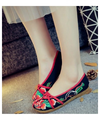 Women and Ladies Embroidery Slip-on Loafers Summer Flat Shoe Black $19.59 Loafers & Slip-Ons