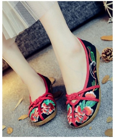 Women and Ladies Embroidery Slip-on Loafers Summer Flat Shoe Black $19.59 Loafers & Slip-Ons