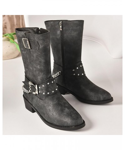 Women's Wide Calf Knee High Boots, Faux Fur Winter Boots Riding Boots Metal Buckle Calf Boot Fashion Dressy Boots A-black $27...