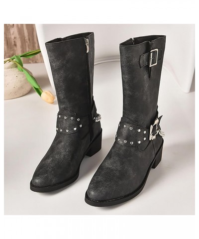 Women's Wide Calf Knee High Boots, Faux Fur Winter Boots Riding Boots Metal Buckle Calf Boot Fashion Dressy Boots A-black $27...