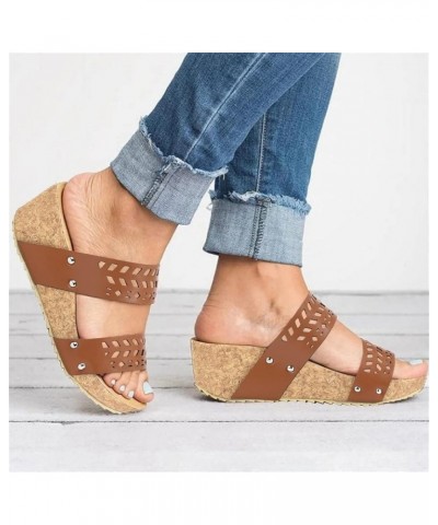 Platform Sandals for Women sexy low heels for women Wedge Sandals Open Toe Bohemia Flat Shoes Z 14-brown $24.26 Sandals