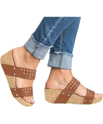 Platform Sandals for Women sexy low heels for women Wedge Sandals Open Toe Bohemia Flat Shoes Z 14-brown $24.26 Sandals