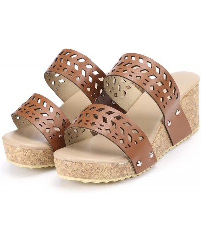 Platform Sandals for Women sexy low heels for women Wedge Sandals Open Toe Bohemia Flat Shoes Z 14-brown $24.26 Sandals