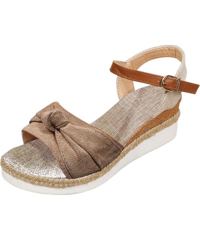 Sandals for Women Dressy Summer, Platform Sandals Women Espadrille Wedge Open Toe Sandals Shoes with Buckle Strap Khaki $17.6...