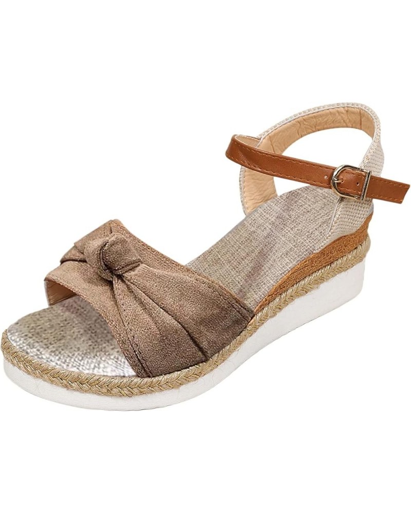 Sandals for Women Dressy Summer, Platform Sandals Women Espadrille Wedge Open Toe Sandals Shoes with Buckle Strap Khaki $17.6...