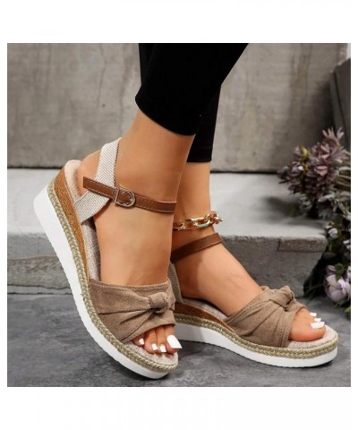 Sandals for Women Dressy Summer, Platform Sandals Women Espadrille Wedge Open Toe Sandals Shoes with Buckle Strap Khaki $17.6...