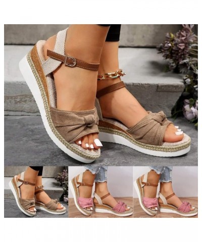 Sandals for Women Dressy Summer, Platform Sandals Women Espadrille Wedge Open Toe Sandals Shoes with Buckle Strap Khaki $17.6...