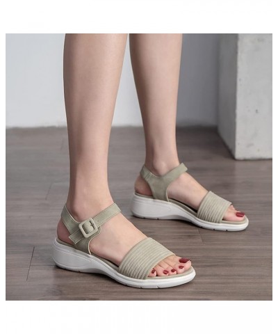 Women's Sandals Women's Open Toe Wedge Sandals, Summer Fashion Ankle Strap Sandals for Women, Ladies Beach Casual Comfort Lea...