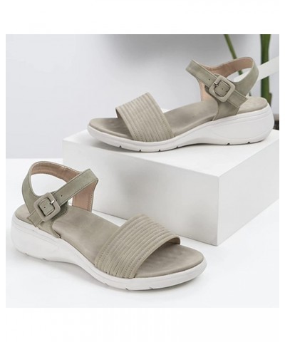 Women's Sandals Women's Open Toe Wedge Sandals, Summer Fashion Ankle Strap Sandals for Women, Ladies Beach Casual Comfort Lea...