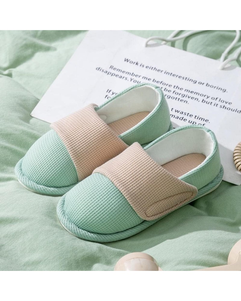 Anti-Skid Rubber Sole,Winter Non-Slip Confinement Shoes, Flat Cotton Slippers for Pregnant Women-Green_36-37,Slippers Wool-Li...