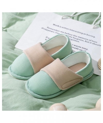 Anti-Skid Rubber Sole,Winter Non-Slip Confinement Shoes, Flat Cotton Slippers for Pregnant Women-Green_36-37,Slippers Wool-Li...