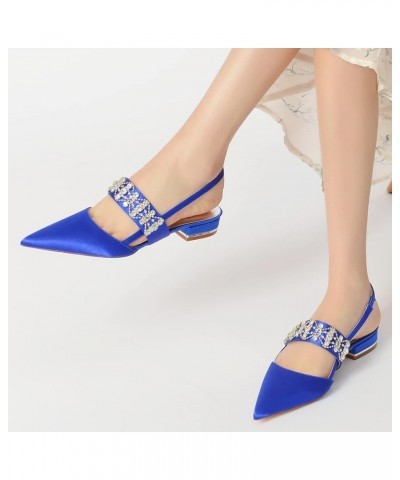 Women Satin Bridal Ballet Flats Shoes Pointed Toe Rhinestones Slingback Wedding Party Dress Shoes 18448-37 Sliver $35.20 Flats