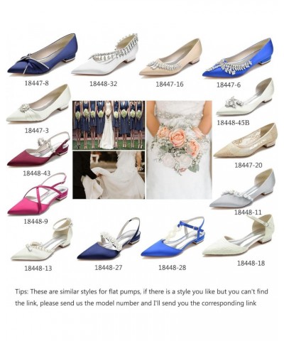 Women Satin Bridal Ballet Flats Shoes Pointed Toe Rhinestones Slingback Wedding Party Dress Shoes 18448-37 Sliver $35.20 Flats