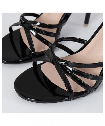 Knotted Strap Detail Women Slippers Sandals High Stiletto Heel Toe Lady Mules Outer Wear Cushioned Sandals for Women Black $1...