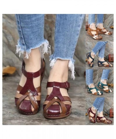 Women's Sandals High Wedge Heel Platform Hook and Loop Sandal Ladies Faux Leather Walking Sandals Summer Comfortable Non-Slip...